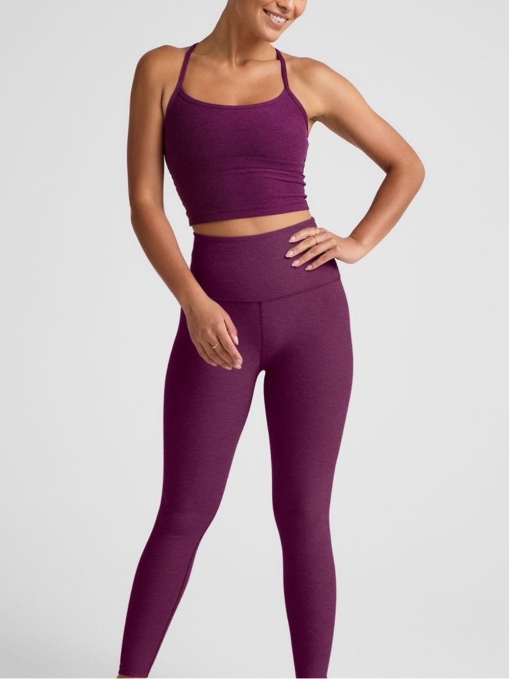 NWT Beyond Yoga Spacedye Caught In The Midi Legging Aubergine Beet Size M - Picture 3 of 13